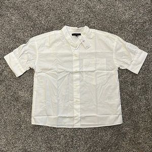 Banana Republic Button Up Short Sleeve Shirt - White - Medium